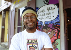 Lionel Milton stands in front of his Magazine St. gallery. His creative talents have taken him from being a graffiti artitst in the Ninth Ward to a widely respected and accomplished painter.