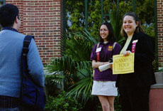 A crowd of prospective students and their parents gathers to be given a tour of the campus by open house workers. Tours were conducted throughout the day. 