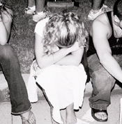 A woman cries while students read the names of the Sept. 11 attack victims at a memorial in the Horseshoe on Wednesday.