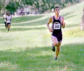 Nick Bousquet, management freshman, competes in the Gulf Coast Athletic Conference championship at the Lakefront.  Bousquet finished seventh overall.