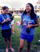 Delta Gamma Pauline Green participates in a T.G.I.F barbecue in the Residential Quad which included all the greek organizations.