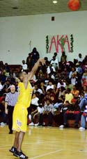 Chad Barnes attempts a free throw in front of a hostile crowd at Dillard University. Loyola lost to the Blue Devils, dropping its conference record to 0-6.