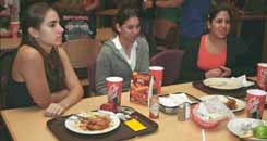 First year law student Alicia Figueroa, marketing freshman Alejandra Lacayo and communications freshman Alejandra Velasquez dine in the Orleans Room, which had no health code violations.