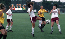 Lindsey Navarro makes a play on the ball in a 2-1 win against Harris-Sowe. 