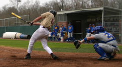 Outfielder Greg Veltri, physics senior, bats for Loyola at Segnette Field against Spalding University Feb. 6.  The Wolfpack dominated Spalding 5-2 with a five run rally in the seventh inning.  Loyola has won four of its last five games to improve to a .500 season.  Tonight the team faces William Carey in Hattiesburg, Miss.