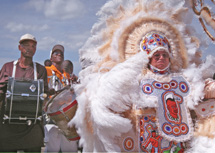 During the day, the Hardhead Hunters Mardi Gras Indians danced and played instruments.