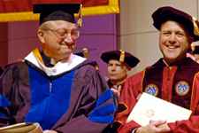 Mitch Landrieu and former Loyola President the Rev. James Carter, S.J. at the inauguration of the Rev. Kevin Wildes S.J. last October.