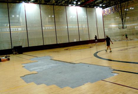 Hurricane Katrina put leaks in the roof and caused dead spots in the court. The floor is being replaced and should be completed by Feb. 1.