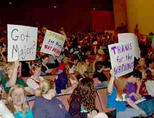 Student protest the Pathways proposal at a town hall meeting in Rousell Hall after the plan was announced in 2006.