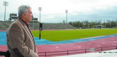 Fred Fritz Westenberger, 73, reflects at the track surrounding Tad Gormley Stadium. In an unexpected turn of events in 1952, he substituted for an injured runner and surprisingly won a race on that very track - it earned him a state championship and a scholarship to Loyola. Westenberger is being inducted into the Hall of Fame for his participation on the track team from 1952 to 1954.