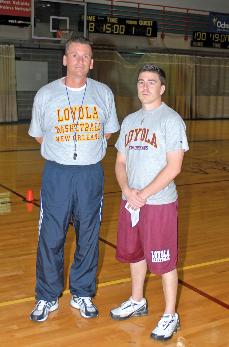 Joey Steibing and matt Couvillion prepare for practice.