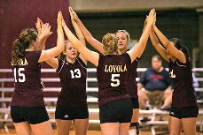 Mary Seals, Kristie Hadley, Sarah Howard, Danielle Posey and Sara Terrebonne at the game against Belhaven.