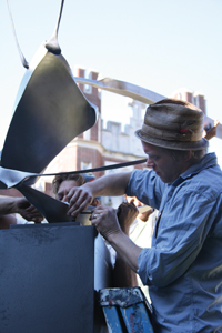 Local artist David Borgerding donated his sculpture "Tapatawpa" to Loyola's campus. He installed his work in the academic quad on March 12.