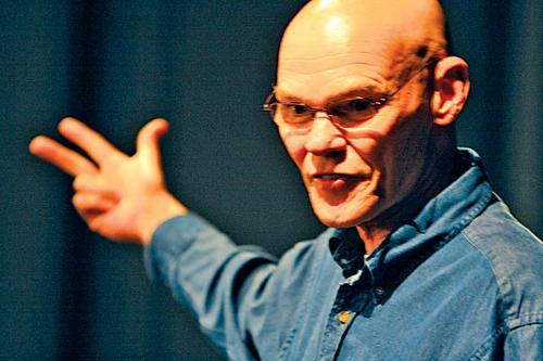 James Carville speaks at Marquette Theater before making an appearance at CNN.
