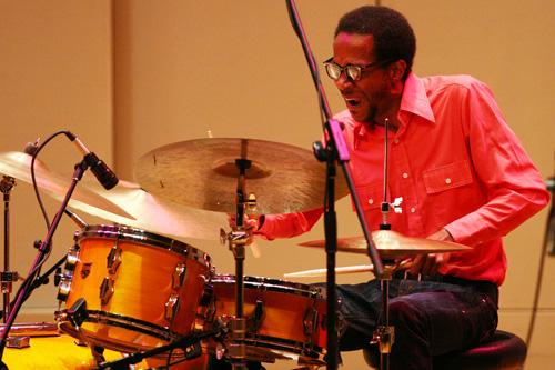 Brian Blade gives a dynamic and emotive performance on the drums, using drum sticks, brushes and mallets to achieve a broad palette of nuanced sound in Roussel Hall March 5.