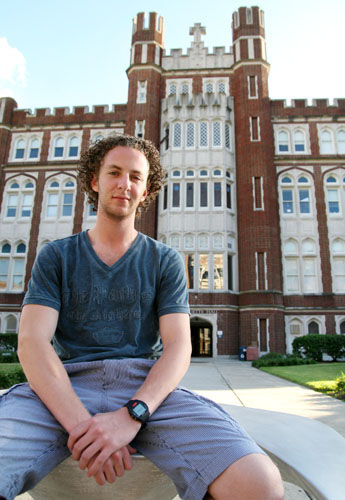 Ricardo Rochman, international business senior from the Universidad Iberoamericana, sits in the Academic Quad Tuesday, Sept. 15.