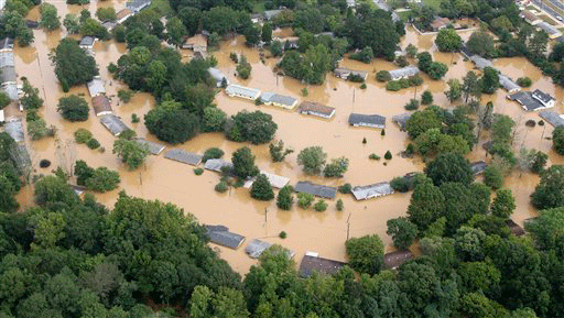Flooded homes are shown in in Mableton, Ga., Tuesday, Sept. 22, 2009. Heavy rains caused flooding in and around the Atlanta area. 