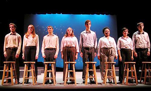 The Loyola cast of "The Laramie Project," a play about the murder of gay student Matthew Shepard in Laramie, Wyo., performs a scene in the 2008 production. The cast is reuniting for a stage reading of "The Laramie Project