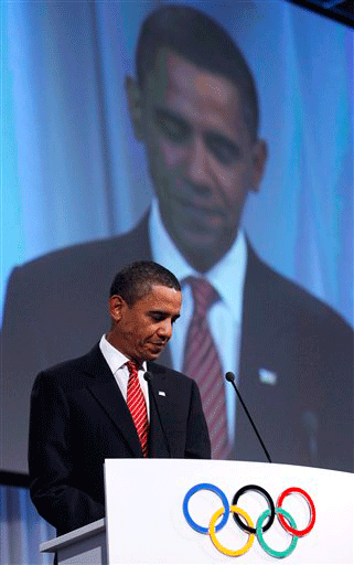 U.S. President Barack Obama finishes his speech in support of Chicago as the host city for the 2016 Summer Olympic Games, Friday, Oct. 2, 2009, in Copenhagen. Chicago, Madrid, Rio de Janeiro and Tokyo are competing to host the 2016 Summer Olympic Games and the IOC will choose the winning city in a vote on Friday, Oct. 2, in Copenhagen