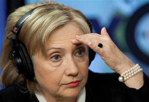 U.S. Secretary of State Hillary Rodham Clinton listens to a question at Echo Moskvy radio station Wednesday morning, Oct. 14, 2009.Clinton is wrapping up a five-day tour of Europe on Wednesday with a series of informal meetings in Moscow and the Russian republic of Tatarstan aimed at helping redefine U.S.-Russian relations.