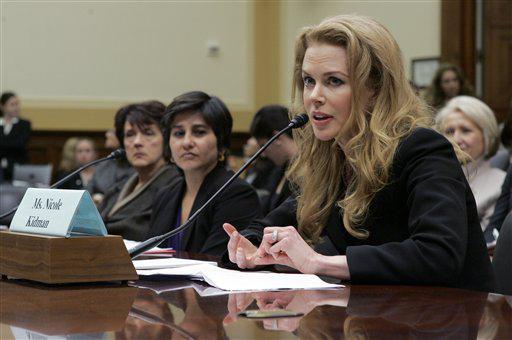 Actress Nicole Kidman testifies before the House International Organizations, Human Rights and Oversight Subcommittee hearing on violence against women on Capitol Hill in Washington, Wednesday, Oct. 21, 2009.