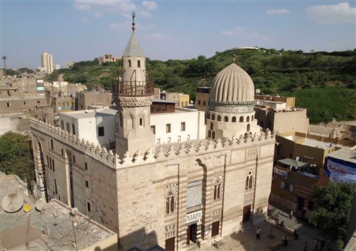 The Aslam al-Silahdar Mosque, built in 1344-1345 by Aslam al-Bahai, an Amir or nobleman who rose to the position of "silahdar," or "sword bearer" for Sultan al-Nasir Mohammed, one of the most powerful of Egypt's Mamluk rulers, in old Cairo Egypt, Wednesday, Oct. 28, 2009. Developers unveiled the three-year, $1.4. million restoration of a 650-year-old mosque in Cairo's old city, part of an effort to revitalized the impoverished district and boost tourism to the country's treasure trove of Islamic