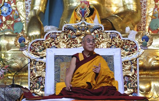Tibetan spiritual leader the Dalai Lama sits during the launch of his biography at the Norbulingka Tibetan cultural institute, outskirts of Dharamsala, India, Monday, Oct. 26, 2009. The Dalai Lama Monday led a memorial prayer for the four Tibetan youths who were executed by the Chinese government for their alleged role in the uprising at Lhasa in March 2008.