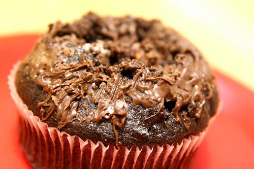 Satisfy your sweet tooth with this chocolate muffin filled with cream cheese and melted chocolate for less than $6.