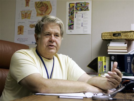 FILE - In this Dec. 15, 2006, file photo Nebraska abortion provider Dr. LeRoy Carhart is seen at his clinic in Bellevue, Neb. A determined group of state lawmakers is pushing legislation that would make Nebraska the first state to limit so-called late-term abortions based on the belief that a fetus feels pain during the procedure. The legislation looks to again thrust Carhart, who is one of a handful of remaining doctors in the United States who perform third-trimester abortions, into the center
