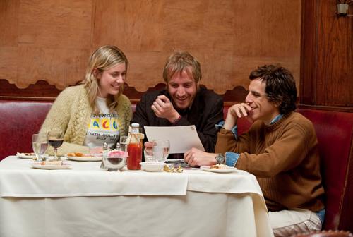 In this fi lm publicity image released by Focus Features, from left, Greta Gerwig, Rhys Ifans and Ben Stiller are shown during a scene from “Greenberg.”