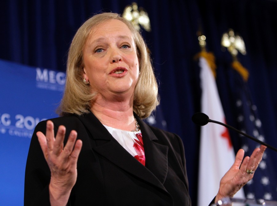 California Republican gubernatorial candidate Meg Whitman talks to reporters in Santa Monica, Calif., Thursday, Sept. 30, 2010. 