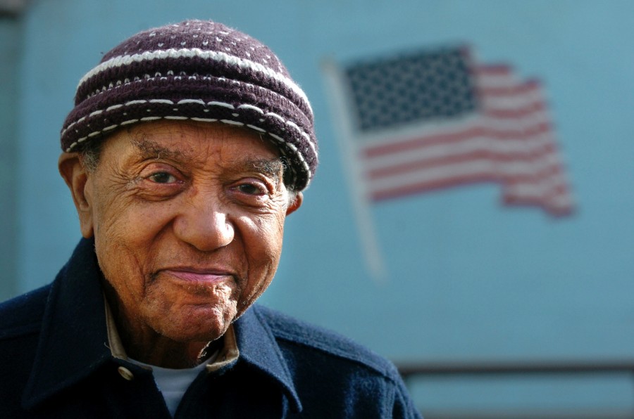 ** FILE ** Vernon Baker of St. Maries, Idaho is seen in a March 1, 2005 file photo. Baker, the last living black soldier who belatedly received the Medal of Honor for his role in World War II, died at his home near St. Maries, Idaho Tuesday, July 13, 2010. The White House is apologizing for turning the family of the Medal of Honor recipient away from a tour on Saturday, Sept. 25, 2010, because the late veteran's 10-year-old grandson was wearing shorts.