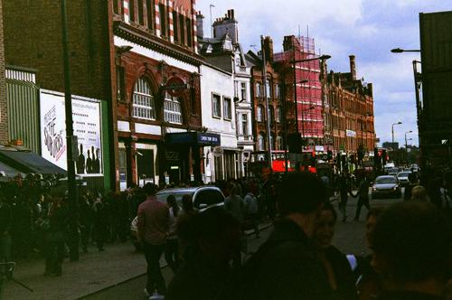 Airstrocals and tourists alike crowd the narrow pavements of Camden Town. Camden market attracts many people with ‘off-beat’ shops, street vendors carrying delicious food, and at night one will find many music clubs.