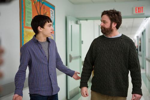In this film publicity image released by Focus Features, Zach Galifianakis, right, and Keir Gilchrist are shown in a scene from, Its Kind of a Funny Story. 