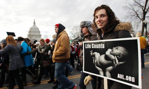 Protesters gather in Washington, D.C., on Jan. 22 to protest Roe v. Wade in the March for Life.  Loyola students travelled to join the crowd gathered for the march.