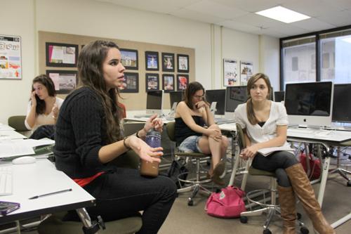 During the PR Cases and Campaigns class, students discuss their project. They aid a boarding school for children.