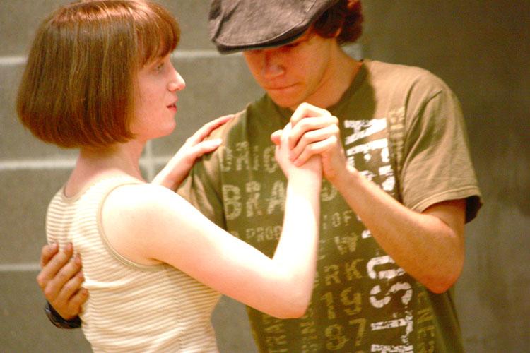 Megan Bates and Galen Westerfield swing dance together in the RecPlex.  The two are one of several members that joined the class with the hopes of learning a new hobby and meeting some friends in the process.