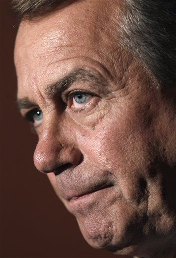 FILE - In this April 1, 2011, file photo House Speaker John Boehner of Ohio pauses during a news conference on Capitol Hill in Washington to discuss GOP efforts to create jobs and cut spending. The dilemma facing Boehner to pass a fast-approaching spending compromise and avert a government shutdown is to get the overwhelming majority of votes to come from fellow Republicans, even if dozens of easily attainable Democratic votes could help carry the budget bill to victory.