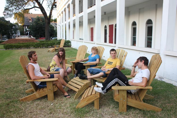Students+sit+on+lawn+chairs%2C+as+part+of+renovations%2C+outside+Cabra+Hall+Wednesday%2C+Aug.+31.+Many+welcome+and+embrace+the+changes+to+the+residence+hall.