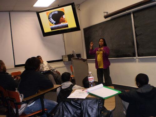 Kimberly Singletary speaks to students about black women in Germany on Nov. 17. Her talk was part of a series on women that has run at Loyola throughout this semester.