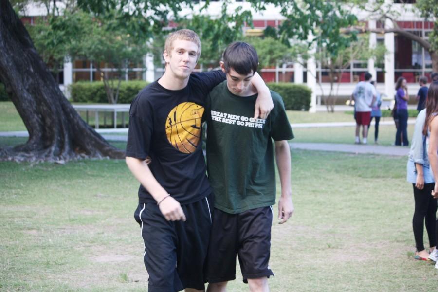 Mass Communication sophomore Jonathan Cepelak and general studies sophomore Charles Walsh walk together during the 2011 Greek Week events. Loyola students are offered leadership and friendship opportunities during rush. 