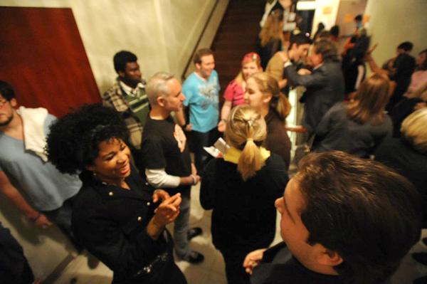 The cast and crew of “Godspell” meet with the audience outside of Marquette Theater after their performance. Students and faculty have been awarded best university production at the Big Easy Awards.