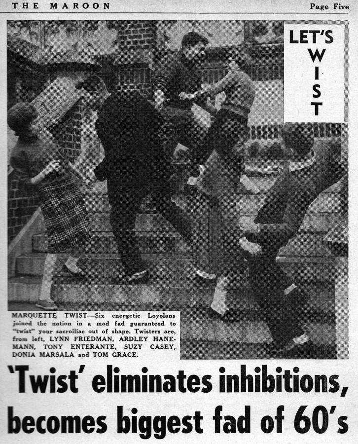 Twist eliminates inhibitions, becomes biggest fad of 60s at Loyola