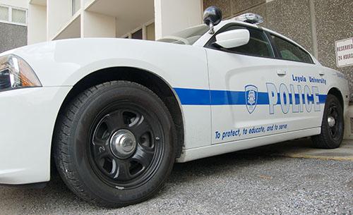 LUPD’s patrol car sits outside Loyola’s police station. The car will be used to patrol the Uptown area at night.