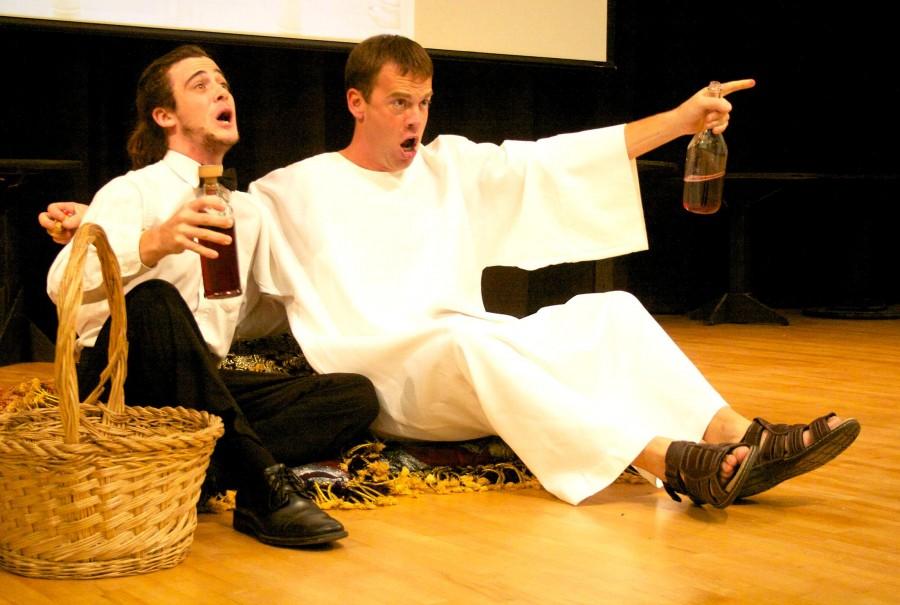 Music senior Jackson Ramsey and associate chaplain for mission and ministry Kenneth Weber performed “Long live Bacchus!” from “The Abduction from the Seraglio” composed by Wolfgang Amadeus Mozart. Bacchus is one of the gods known for drinking.