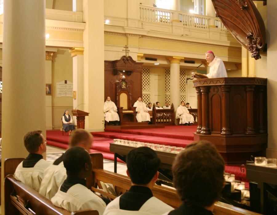 Archbishop Gregory Aymond gives his homily during mass in St. Louis Cathedral Wednesday, March 13, 2013. Aymond tested positive for COVID-19 on Monday.