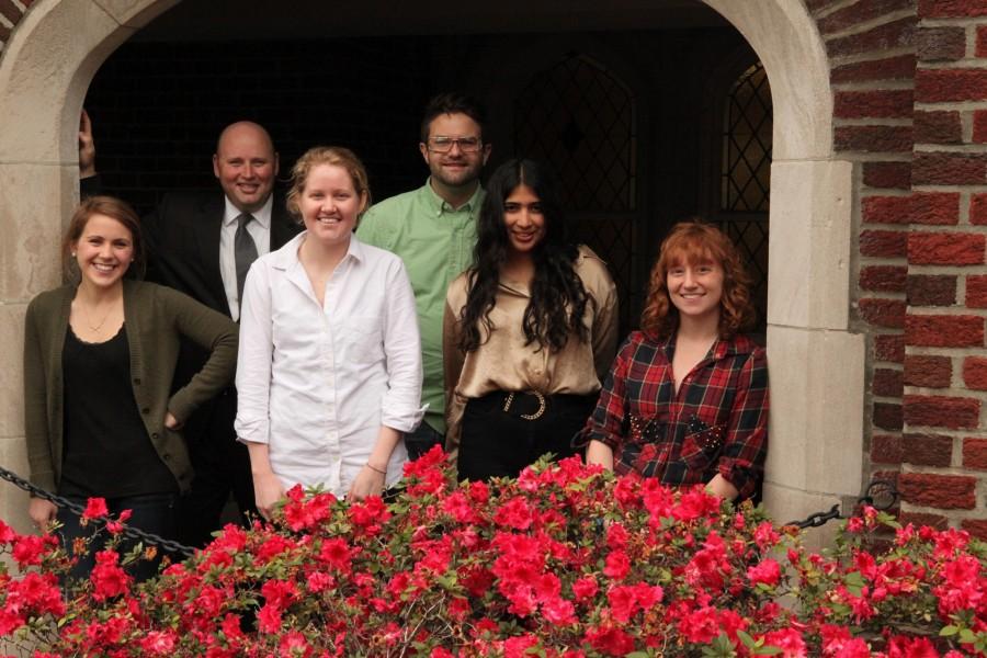 Eric Buras, Kyleah Frederic, Sheila Tahir, Amelie Karam, Caitlin Webster, and assistant history professor Justin Nystrom, Ph.D. from the Documentary and Oral History class. The class focuses on engaging students on documenting oral history through the medium of film about subjects they are passionate about. 