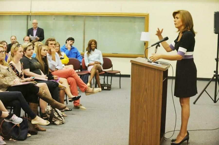 Hoda Kotb of “The Today Show” speaks to students about her life as a journalist. Kotb gave life advice, telling journalism students to believe in themselves and never settle for anything in their careers.