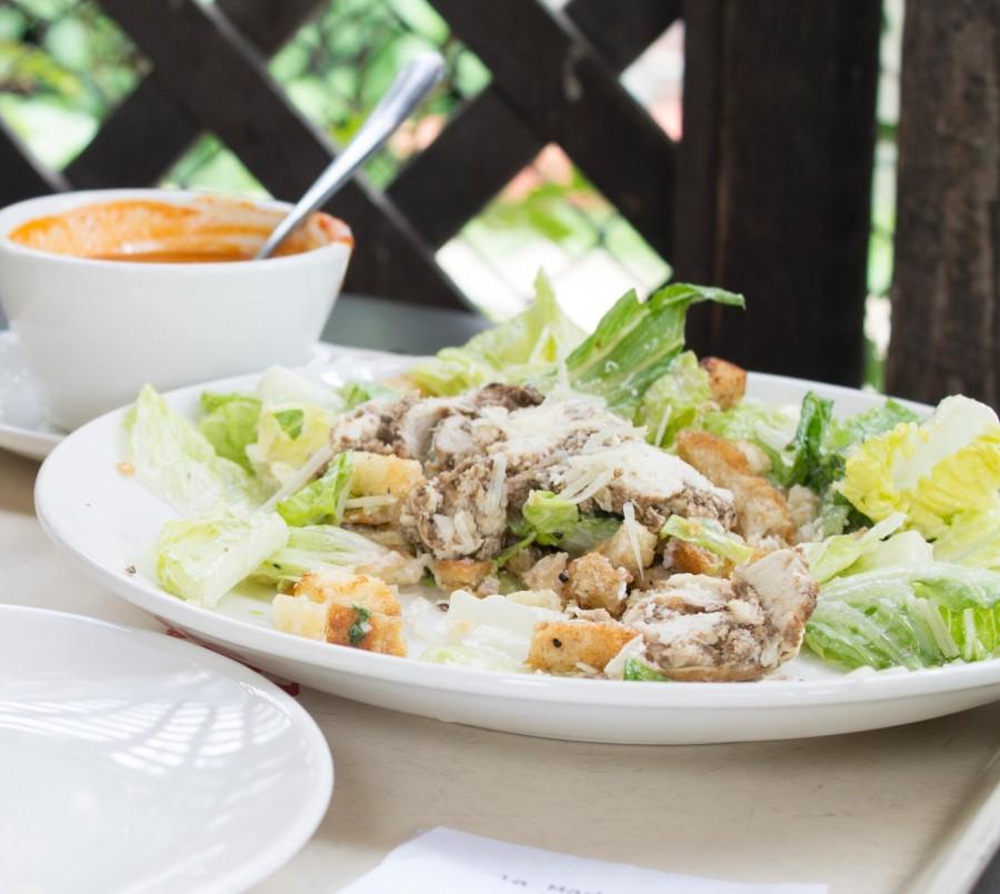 Chicken caesar salad and tomato basil soup are among the lunch menu items offered at La Madeleine on South Carrollton Avenue. It’s also a good spot for students that are looking for outdoor seating.