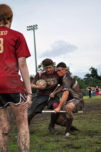 A Loyola Player collides with a player from Texas A&M in a game on Oct.19 th. Loyola Quidditch finished second in last year’s World Cup for Division II teams. 